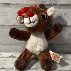 Dan Dee Plush Brown and White Reindeer Toy with Red Nose - Rudolph